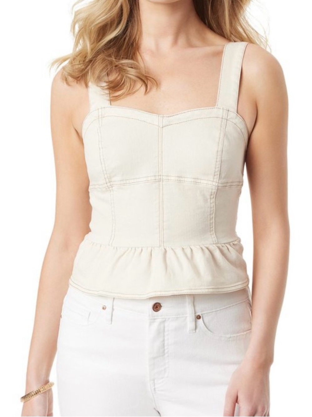 Jessica Simpson Cream Peplum Tank Top